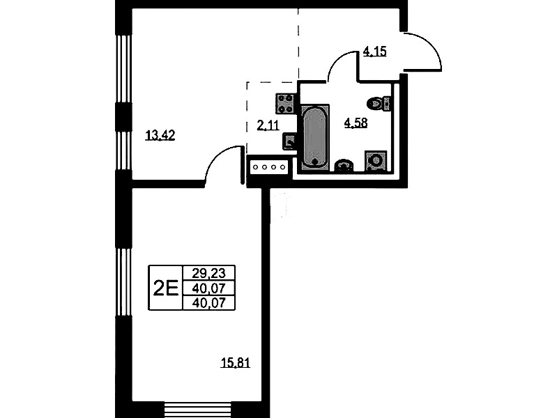 1-комнатная квартира 40.07 м², 2/11 эт., ЖК «Квартал Лаголово»
